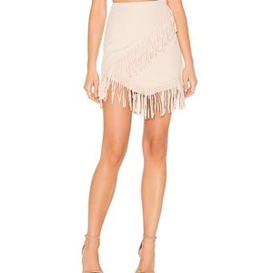 State Fringe Wrap Faux Suede Mini Skirt